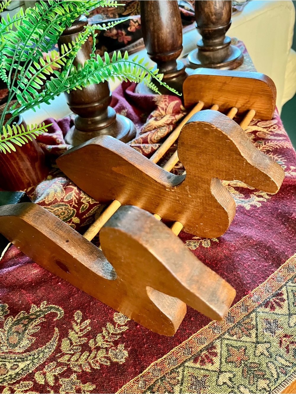 Handmade Vintage Wooden Duck Sliding Book Rack